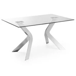 Kave Home - Table De Salle à Manger Westport Rectangulaire 150 X 90 Cm En Verre Et Pieds En Acier - Transparent