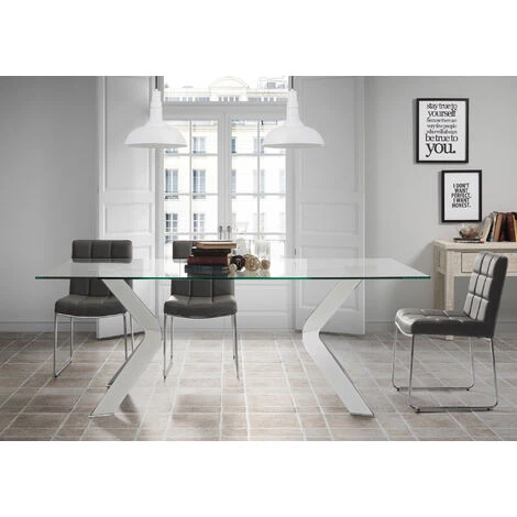 Kave Home - Table De Salle à Manger Westport Rectangulaire 180 X 90 Cm En Verre Et Pieds En Acier - Transparent 4 Kave Home - Table De Salle à Manger Westport Rectangulaire 180 X 90 Cm En Verre Et Pieds En Acier - Transparent – Image 2