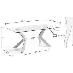 Kave Home - Table De Salle à Manger Westport Rectangulaire 180 X 90 Cm En Verre Et Pieds En Acier - Transparent 7 Kave Home - Table De Salle à Manger Westport Rectangulaire 180 X 90 Cm En Verre Et Pieds En Acier - Transparent -KAVE HOME Soldes 2022 12437423 3