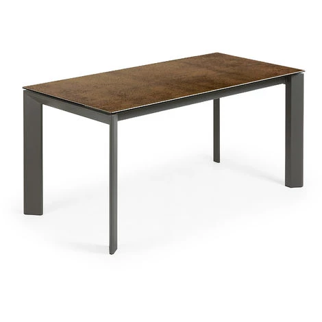 Kave Home - Table De Salle à Manger Extensible Axis Rectangulaire 160 (220) X 90 Cm En Porcelaine Iron Corten Avec Pieds En Acier Gris - Marron 3 Kave Home - Table De Salle à Manger Extensible Axis Rectangulaire 160 (220) X 90 Cm En Porcelaine Iron Corten Avec Pieds En Acier Gris - Marron