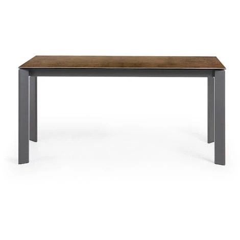 Kave Home - Table De Salle à Manger Extensible Axis Rectangulaire 160 (220) X 90 Cm En Porcelaine Iron Corten Avec Pieds En Acier Gris - Marron 5 Kave Home - Table De Salle à Manger Extensible Axis Rectangulaire 160 (220) X 90 Cm En Porcelaine Iron Corten Avec Pieds En Acier Gris - Marron – Image 3