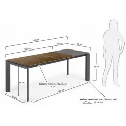 Kave Home - Table De Salle à Manger Extensible Axis Rectangulaire 160 (220) X 90 Cm En Porcelaine Iron Corten Avec Pieds En Acier Gris - Marron 9 Kave Home - Table De Salle à Manger Extensible Axis Rectangulaire 160 (220) X 90 Cm En Porcelaine Iron Corten Avec Pieds En Acier Gris - Marron -KAVE HOME Soldes 2022 12437425 4