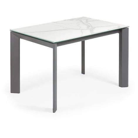 Kave Home - Table De Salle à Manger Extensible Axis Rectangulaire 120 (180) X 80 Cm En Porcelaine Kalos Blanc Avec Pieds En Acier Graphite - Blanc 3 Kave Home - Table De Salle à Manger Extensible Axis Rectangulaire 120 (180) X 80 Cm En Porcelaine Kalos Blanc Avec Pieds En Acier Graphite - Blanc