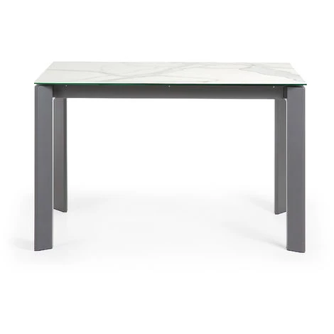 Kave Home - Table De Salle à Manger Extensible Axis Rectangulaire 120 (180) X 80 Cm En Porcelaine Kalos Blanc Avec Pieds En Acier Graphite - Blanc 5 Kave Home - Table De Salle à Manger Extensible Axis Rectangulaire 120 (180) X 80 Cm En Porcelaine Kalos Blanc Avec Pieds En Acier Graphite - Blanc – Image 3