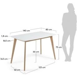 Kave Home - Table De Salle à Manger Anit Rectangulaire 140 X 80 Cm Blanc Avec Pieds En Bois De Frêne - Blanc 9 Kave Home - Table De Salle à Manger Anit Rectangulaire 140 X 80 Cm Blanc Avec Pieds En Bois De Frêne - Blanc -KAVE HOME Soldes 2022 12437448 4