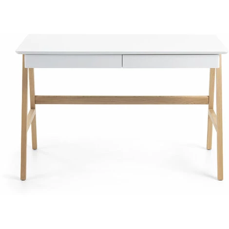 Kave Home - Bureau Dyana En MDF Laqué Blanc Et Pieds En Chêne Massif 120 X 60 Cm - Naturel 4 Kave Home - Bureau Dyana En MDF Laqué Blanc Et Pieds En Chêne Massif 120 X 60 Cm - Naturel – Image 2