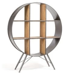 Kave Home - Étagère Halie 120 X 152 Cm En Bois Massif De Sapin Et Structure En Acier Noir - Gris