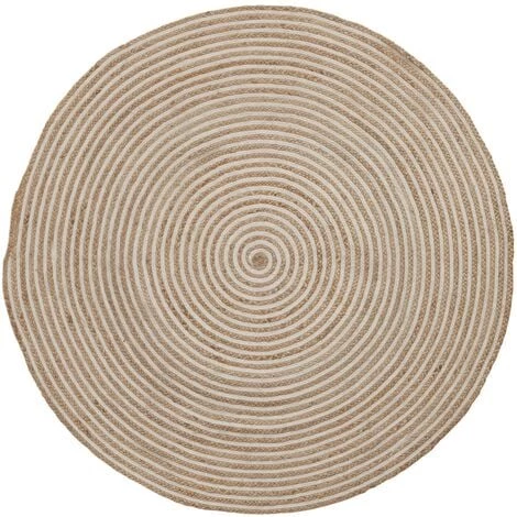 Kave Home - Tapis Saht Naturel Et Blanc Rond Ø 100 Cm En Jute Naturel - Naturel 3 Kave Home - Tapis Saht Naturel Et Blanc Rond Ø 100 Cm En Jute Naturel - Naturel