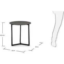 Kave Home - Table D'appoint Raeam Noire Ronde Ø 50 Cm En Verre Trempé Et Pieds En Acier Noir - Noir -KAVE HOME Soldes 2022 12437477 3