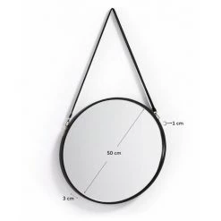 Kave Home - Miroir Mural Raintre Noir Rond Ø 50 Cm En Métal Noir Avec Anse En Cuir Synthétique - Noir 7 Kave Home - Miroir Mural Raintre Noir Rond Ø 50 Cm En Métal Noir Avec Anse En Cuir Synthétique - Noir -KAVE HOME Soldes 2022 12437480 3