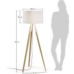 Kave Home - Lampadaire Iguazu Blache En Bois Massif De Pin Et 100% Coton - Blanc -KAVE HOME Soldes 2022 12437481 3