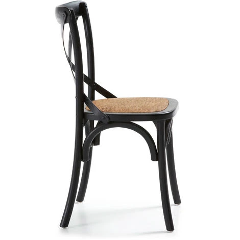 Kave Home - Chaise De Salle à Manger Alsie Noir En Rotin Avec Structure En Bois Massif D'orme - Noir 4 Kave Home - Chaise De Salle à Manger Alsie Noir En Rotin Avec Structure En Bois Massif D'orme - Noir – Image 2