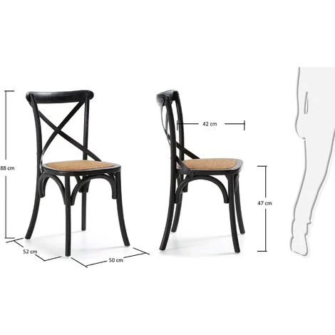 Kave Home - Chaise De Salle à Manger Alsie Noir En Rotin Avec Structure En Bois Massif D'orme - Noir 7 Kave Home - Chaise De Salle à Manger Alsie Noir En Rotin Avec Structure En Bois Massif D'orme - Noir – Image 5