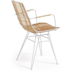 Kave Home - Chaise De Salle à Manger Tishana En Rotin Et Structure En Acier Blanc - Naturel -KAVE HOME Soldes 2022 12437609 3