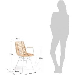 Kave Home - Chaise De Salle à Manger Tishana En Rotin Et Structure En Acier Blanc - Naturel -KAVE HOME Soldes 2022 12437609 5