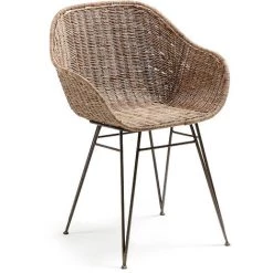 Kave Home - Chaise De Salle à Manger Chart En Rotin Et Pieds En Acier - Naturel