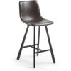 Kave Home - Tabouret De Bar Trap Marron Foncé 81 Cm Avec Dossier En Polyuréthane Et Pieds En Acier - Marron -KAVE HOME Soldes 2022 12437638 1