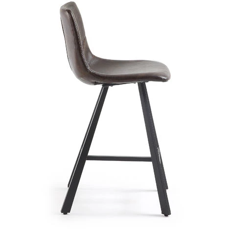 Kave Home - Tabouret De Bar Trap Marron Foncé 81 Cm Avec Dossier En Polyuréthane Et Pieds En Acier - Marron 4 Kave Home - Tabouret De Bar Trap Marron Foncé 81 Cm Avec Dossier En Polyuréthane Et Pieds En Acier - Marron – Image 2