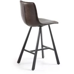Kave Home - Tabouret De Bar Trap Marron Foncé 81 Cm Avec Dossier En Polyuréthane Et Pieds En Acier - Marron 8 Kave Home - Tabouret De Bar Trap Marron Foncé 81 Cm Avec Dossier En Polyuréthane Et Pieds En Acier - Marron -KAVE HOME Soldes 2022 12437638 3