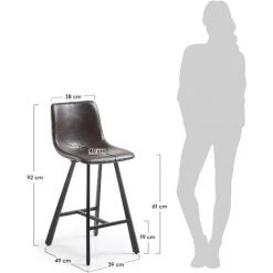 Kave Home - Tabouret De Bar Trap Marron Foncé 81 Cm Avec Dossier En Polyuréthane Et Pieds En Acier - Marron 9 Kave Home - Tabouret De Bar Trap Marron Foncé 81 Cm Avec Dossier En Polyuréthane Et Pieds En Acier - Marron -KAVE HOME Soldes 2022 12437638 4