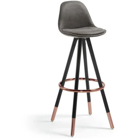 Kave Home - Tabouret De Bar Slad Gris 74 Cm Avec Dossier, Siège Tapissé En Polyuréthane Et Pieds En Bois Massif De Hêtre - Noir 3 Kave Home - Tabouret De Bar Slad Gris 74 Cm Avec Dossier, Siège Tapissé En Polyuréthane Et Pieds En Bois Massif De Hêtre - Noir