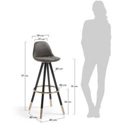 Kave Home - Tabouret De Bar Slad Gris 74 Cm Avec Dossier, Siège Tapissé En Polyuréthane Et Pieds En Bois Massif De Hêtre - Noir 11 Kave Home - Tabouret De Bar Slad Gris 74 Cm Avec Dossier, Siège Tapissé En Polyuréthane Et Pieds En Bois Massif De Hêtre - Noir -KAVE HOME Soldes 2022 12437639 5