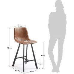 Kave Home - Tabouret De Bar Trap Marron 61 Cm Avec Dossier En Polyuréthane Et Pieds En Acier - Marron 9 Kave Home - Tabouret De Bar Trap Marron 61 Cm Avec Dossier En Polyuréthane Et Pieds En Acier - Marron -KAVE HOME Soldes 2022 12437642 4