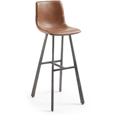 Kave Home - Tabouret De Bar Trap Marron Rouille 81 Cm Avec Dossier En Polyuréthane Et Pieds En Acier Noir - Marron 3 Kave Home - Tabouret De Bar Trap Marron Rouille 81 Cm Avec Dossier En Polyuréthane Et Pieds En Acier Noir - Marron