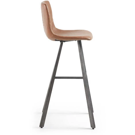 Kave Home - Tabouret De Bar Trap Marron Rouille 81 Cm Avec Dossier En Polyuréthane Et Pieds En Acier Noir - Marron 4 Kave Home - Tabouret De Bar Trap Marron Rouille 81 Cm Avec Dossier En Polyuréthane Et Pieds En Acier Noir - Marron – Image 2