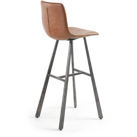 Kave Home - Tabouret De Bar Trap Marron Rouille 81 Cm Avec Dossier En Polyuréthane Et Pieds En Acier Noir - Marron 5 Kave Home - Tabouret De Bar Trap Marron Rouille 81 Cm Avec Dossier En Polyuréthane Et Pieds En Acier Noir - Marron – Image 3