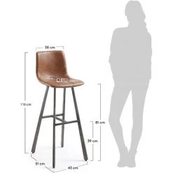 Kave Home - Tabouret De Bar Trap Marron Rouille 81 Cm Avec Dossier En Polyuréthane Et Pieds En Acier Noir - Marron 11 Kave Home - Tabouret De Bar Trap Marron Rouille 81 Cm Avec Dossier En Polyuréthane Et Pieds En Acier Noir - Marron -KAVE HOME Soldes 2022 12437643 5