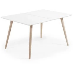 Kave Home - Table De Salle à Manger Extensible Eunice Rectangulaire 140 (220) X 90 Cm Blanche Avec Pieds En Bois De Frêne - Blanc