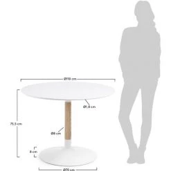Kave Home - Table De Salle à Manger Trick Ronde Ø 100 Cm Blanc Avec Pied En Bois De Frêne Et Acier Blanc - Blanc 7 Kave Home - Table De Salle à Manger Trick Ronde Ø 100 Cm Blanc Avec Pied En Bois De Frêne Et Acier Blanc - Blanc -KAVE HOME Soldes 2022 12437656 3