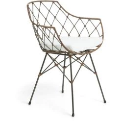 Kave Home - Chaise De Salle à Manger Endora Marron Avec Accoudoirs Et Structure En Métal Et Rotin - Marron