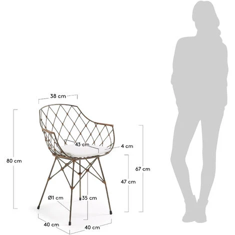 Kave Home - Chaise De Salle à Manger Endora Marron Avec Accoudoirs Et Structure En Métal Et Rotin - Marron 7 Kave Home - Chaise De Salle à Manger Endora Marron Avec Accoudoirs Et Structure En Métal Et Rotin - Marron – Image 5