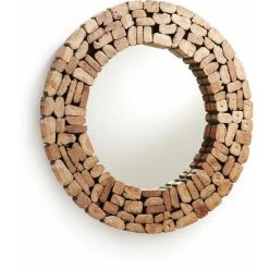 Kave Home - Miroir Eliptic Rond Ø 80 Cm En Bois De Teck Recyclé - Naturel
