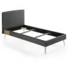 Kave Home - Lit Dyla Graphite De 90 X 190 Cm Avec Structure En Bois De Hêtre Et Mousse De Polyuréthane En Tissu Avec Traitement Anti-tâches - Noir