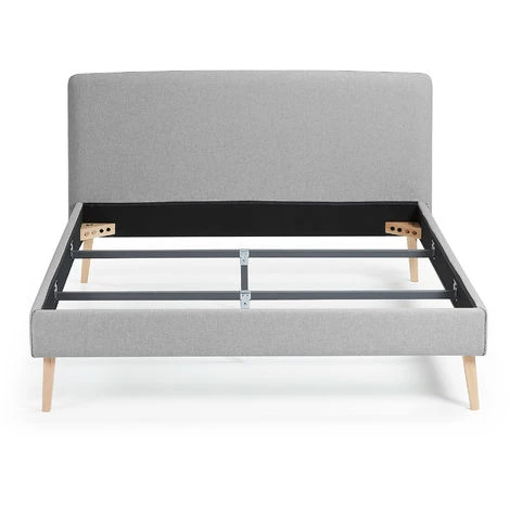 Kave Home - Lit Dyla Gris 160 X 200 Cm Avec Structure En Bois De Hêtre Et Mousse De Polyuréthane En Tissu Avec Traitement Anti-tâches - Gris 5 Kave Home - Lit Dyla Gris 160 X 200 Cm Avec Structure En Bois De Hêtre Et Mousse De Polyuréthane En Tissu Avec Traitement Anti-tâches - Gris – Image 3