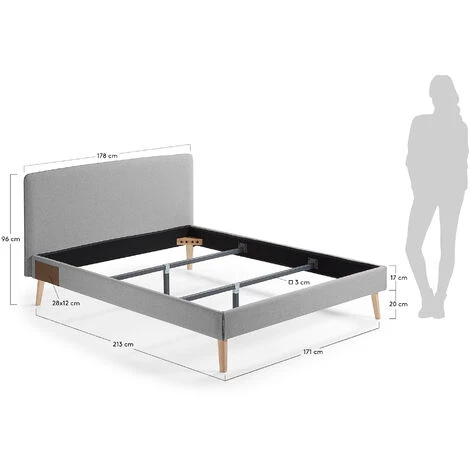 Kave Home - Lit Dyla Gris 160 X 200 Cm Avec Structure En Bois De Hêtre Et Mousse De Polyuréthane En Tissu Avec Traitement Anti-tâches - Gris 7 Kave Home - Lit Dyla Gris 160 X 200 Cm Avec Structure En Bois De Hêtre Et Mousse De Polyuréthane En Tissu Avec Traitement Anti-tâches - Gris – Image 5