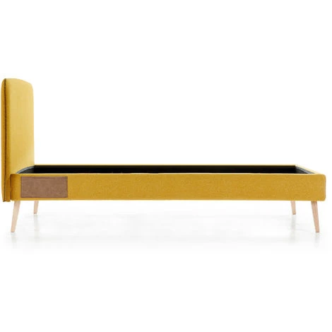 Kave Home - Lit Dyla Moutarde 90 X 190 Cm Avec Structure En Bois De Hêtre Et Mousse De Polyuréthane Tapissé Avec Tissu Antitaches - Moutarde 4 Kave Home - Lit Dyla Moutarde 90 X 190 Cm Avec Structure En Bois De Hêtre Et Mousse De Polyuréthane Tapissé Avec Tissu Antitaches - Moutarde – Image 2