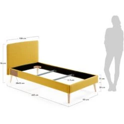 Kave Home - Lit Dyla Moutarde 90 X 190 Cm Avec Structure En Bois De Hêtre Et Mousse De Polyuréthane Tapissé Avec Tissu Antitaches - Moutarde 11 Kave Home - Lit Dyla Moutarde 90 X 190 Cm Avec Structure En Bois De Hêtre Et Mousse De Polyuréthane Tapissé Avec Tissu Antitaches - Moutarde -KAVE HOME Soldes 2022 12437700 5