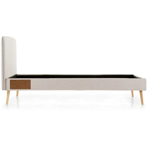 Kave Home - Lit Dyla Beige De 90 X 190 Cm Avec Structure En Bois De Hêtre Et Mousse De Polyuréthane En Tissu Avec Traitement Anti-tâches - Beige 4 Kave Home - Lit Dyla Beige De 90 X 190 Cm Avec Structure En Bois De Hêtre Et Mousse De Polyuréthane En Tissu Avec Traitement Anti-tâches - Beige – Image 2