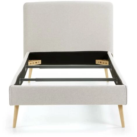 Kave Home - Lit Dyla Beige De 90 X 190 Cm Avec Structure En Bois De Hêtre Et Mousse De Polyuréthane En Tissu Avec Traitement Anti-tâches - Beige 5 Kave Home - Lit Dyla Beige De 90 X 190 Cm Avec Structure En Bois De Hêtre Et Mousse De Polyuréthane En Tissu Avec Traitement Anti-tâches - Beige – Image 3