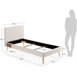 Kave Home - Lit Dyla Beige De 90 X 190 Cm Avec Structure En Bois De Hêtre Et Mousse De Polyuréthane En Tissu Avec Traitement Anti-tâches - Beige 11 Kave Home - Lit Dyla Beige De 90 X 190 Cm Avec Structure En Bois De Hêtre Et Mousse De Polyuréthane En Tissu Avec Traitement Anti-tâches - Beige -KAVE HOME Soldes 2022 12437702 5