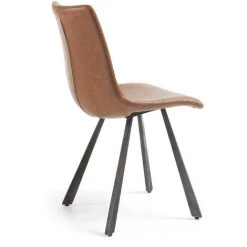 Kave Home - Chaise De Salle à Manger Trap Marron En Polyuréthane Avec Pieds En Acier -KAVE HOME Soldes 2022 12437716 3