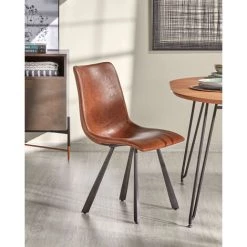 Kave Home - Chaise De Salle à Manger Trap Marron En Polyuréthane Avec Pieds En Acier -KAVE HOME Soldes 2022 12437716 4