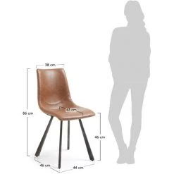 Kave Home - Chaise De Salle à Manger Trap Marron En Polyuréthane Avec Pieds En Acier -KAVE HOME Soldes 2022 12437716 5