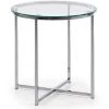Kave Home - Table D'appoint Divid Transparent Ronde Ø 50 Cm En Verre Trempé Et Pieds En Acier Chromé - Argenté -KAVE HOME Soldes 2022 12437752 1