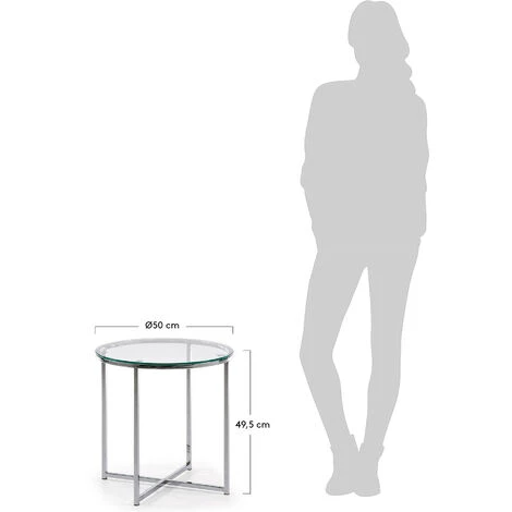 Kave Home - Table D'appoint Divid Transparent Ronde Ø 50 Cm En Verre Trempé Et Pieds En Acier Chromé - Argenté 4 Kave Home - Table D'appoint Divid Transparent Ronde Ø 50 Cm En Verre Trempé Et Pieds En Acier Chromé - Argenté – Image 2