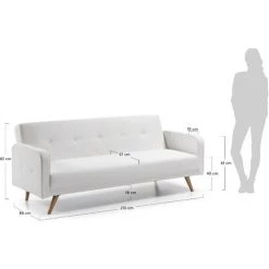 Kave Home - Canapé-lit Roger 3 Places Blanc En Polyuréthane Et Pieds En Bois Massif De Pin - Blanc -KAVE HOME Soldes 2022 12437753 4